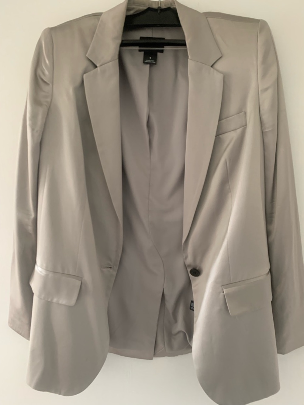 Club Monaco Satin-Effect Light Gray Single-Button Blazer